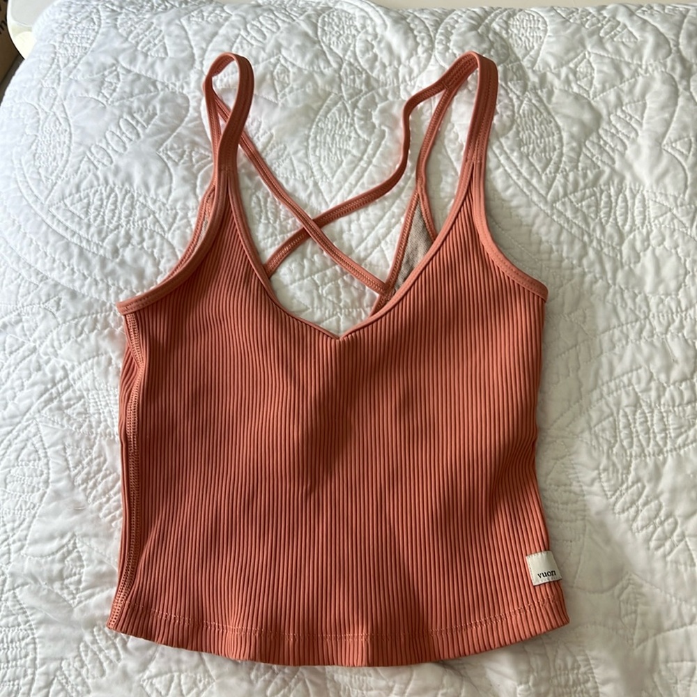 Vuori Ribbed Crop Tank XS light cinnamon